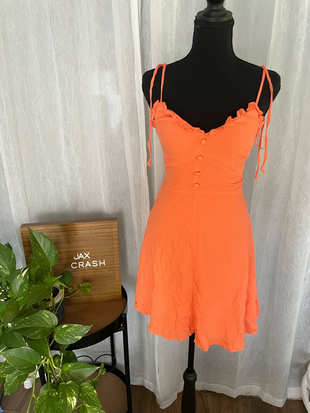 Gianni Bini Orange Ruffle Button-Front Slip